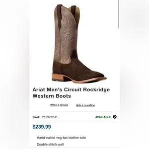 Ariat | Shoes | Mens Size 3d Ariat Circuit Rockridge Western 